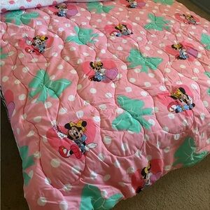 Disney Vintage 1990s Minnie Mouse Pink Polka Dot Twin Comforter